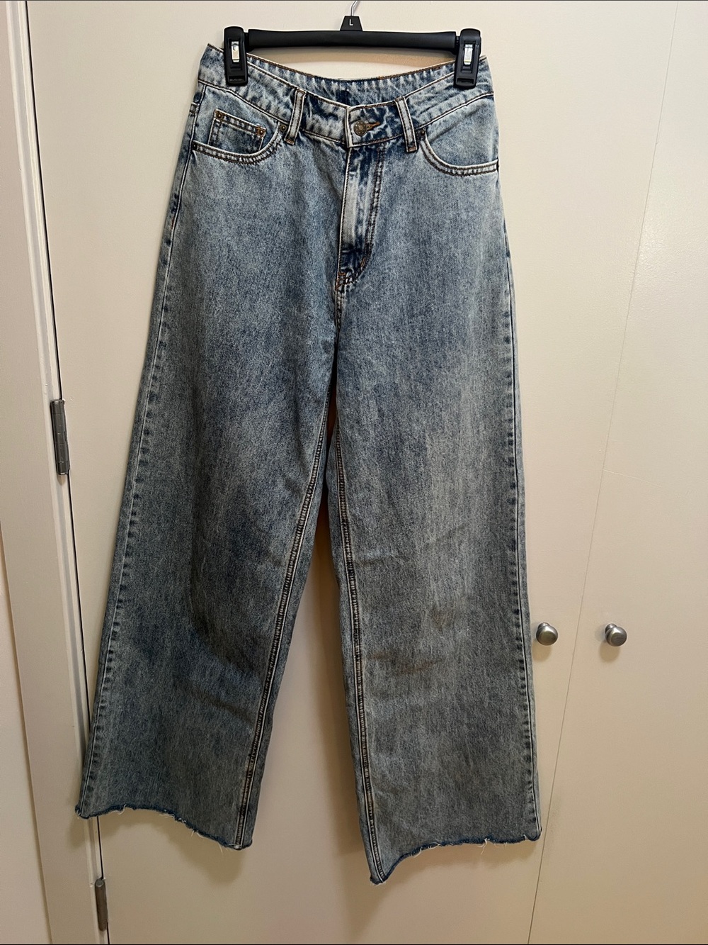 High-Waist Wide Leg Acid Wash Jeans - Light Blue By Lioness
